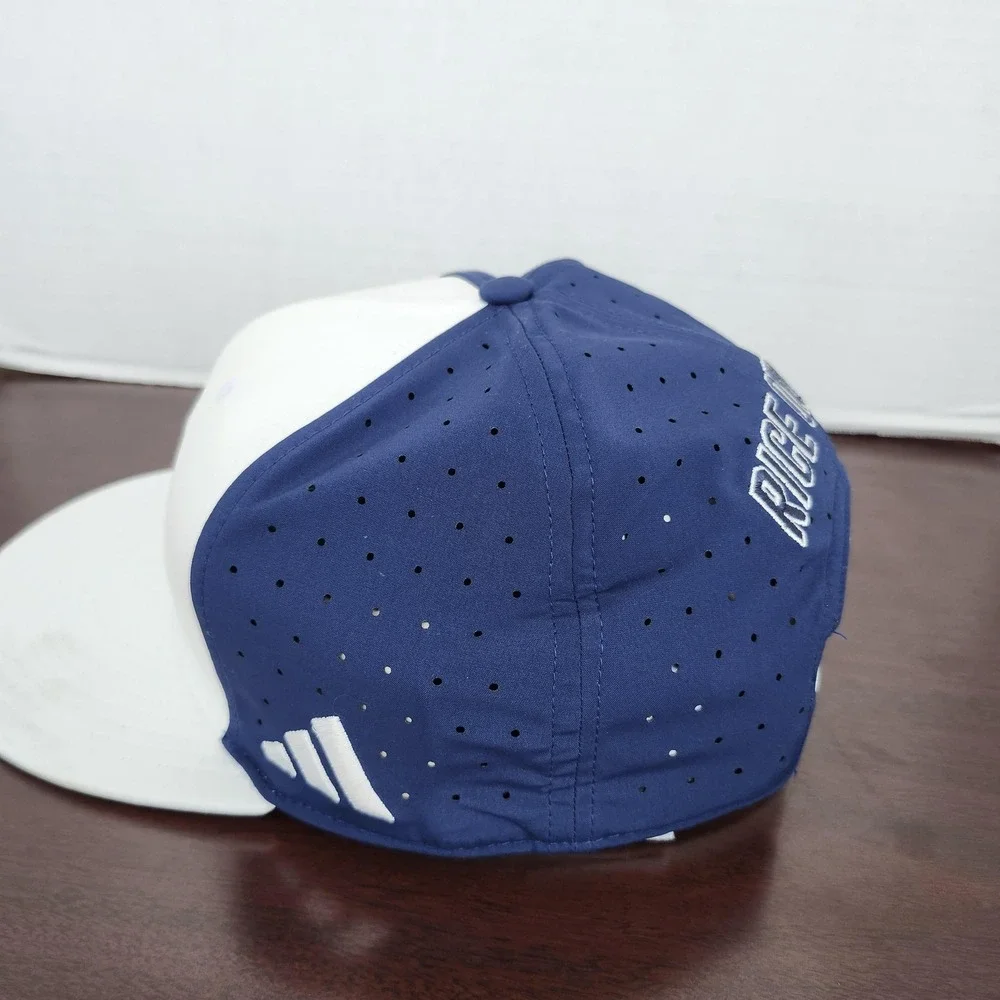 RICE OWLS ADIDAS MENS OSFM WHITE NAVY NCAA SNAPBACK HAT FLAT BRIM EUC